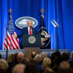 Donald Trump spricht vor dem US-Justizministerium.