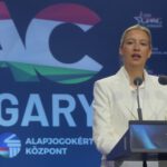 Deutschland zuerst. Und Ungarn. Und... AfD-Vorsitze Alice Weidel auf der Konferenz CPAC Hungary (Conservative Political Action Conference) in Ungarn im Jahr 2025.