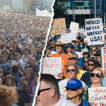 Infos Artikelbild: Links: Demonstration vor dem Rathaus in Plauen, 30. Oktober 1989. Rund 40.000 Menschen forderten unter anderem Reformen des Wahlsystems, Presse- und Reisefreiheit sowie die Zulassung des „Neuen Forums“. Foto: Bundesarchiv, Bild 183-1989-1106-405 / CC BY-SA 3.0 DE (https://creativecommons.org/licenses/by-sa/3.0/de/) Rechts: „No Kings“-Protestmarsch gegen Donald Trump und die Republikaner, Nicollet Mall, Minneapolis (Minnesota), 18. Oktober 2025. Foto: Fibonacci Blue / CC BY 4.0 (https://creativecommons.org/licenses/by/4.0/) Die Bilder wurden für diese Collage zusammengestellt und beschnitten. Die Collage darf unter der Lizenz CC BY 4.0 verwendet werden.